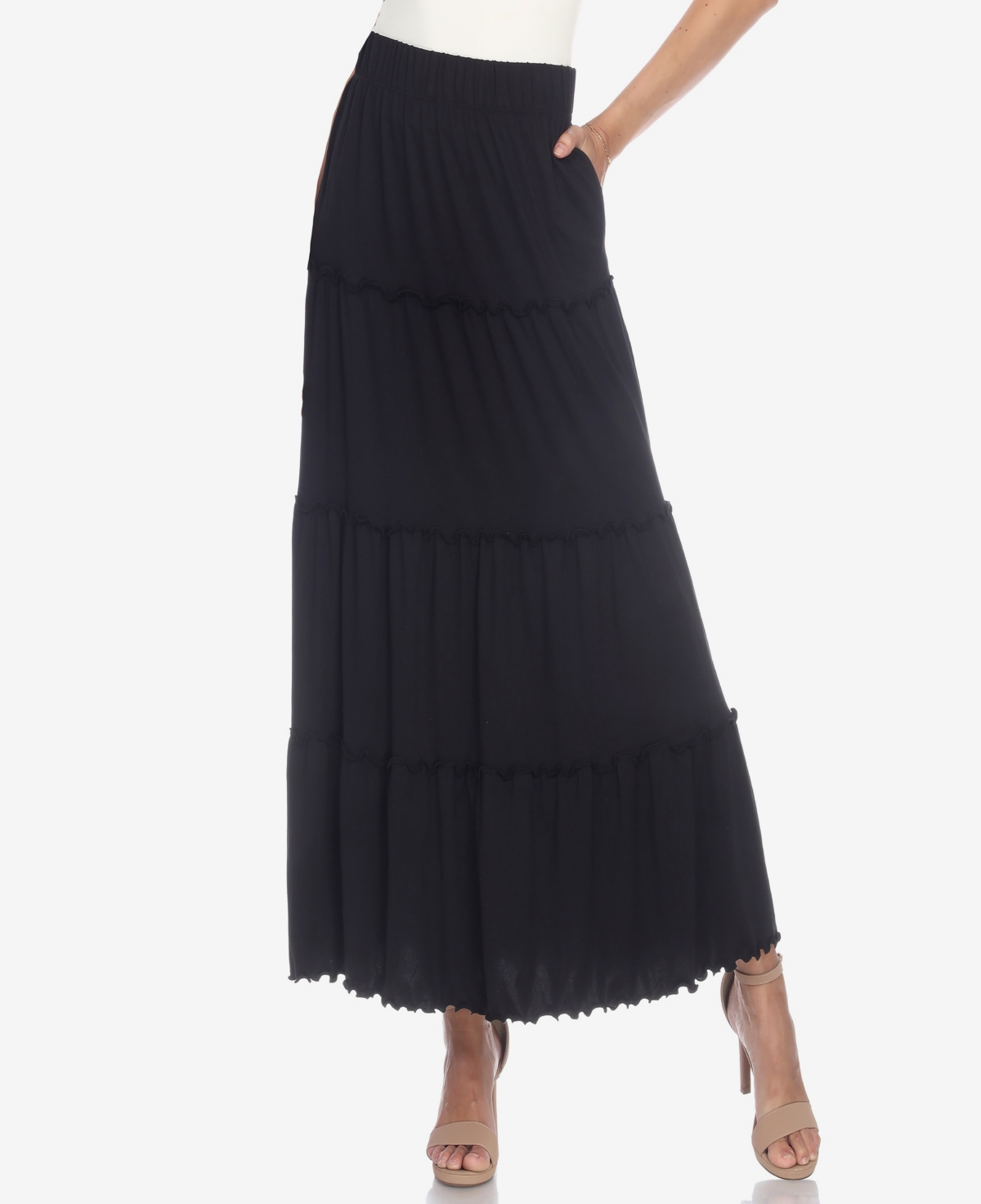 Women's Tiered Maxi Skirt - Olive