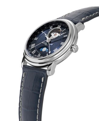 Men's Swiss Automatic Classics Navy Leather Strap Watch 40mm