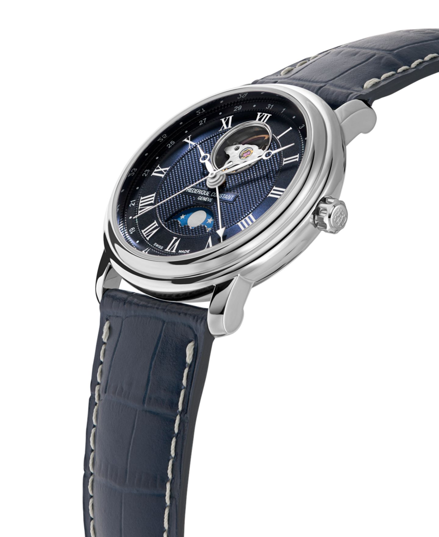 Мужские часы Frederique Constant Swiss Automatic Classics Navy Leather Strap Watch 40mm — фото 3