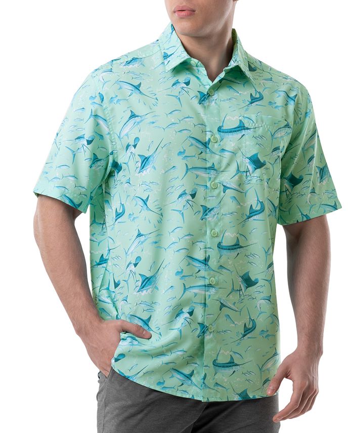 Guy Harvey Men's Tonal Bills Short Sleeve Printed Fishing Shirt