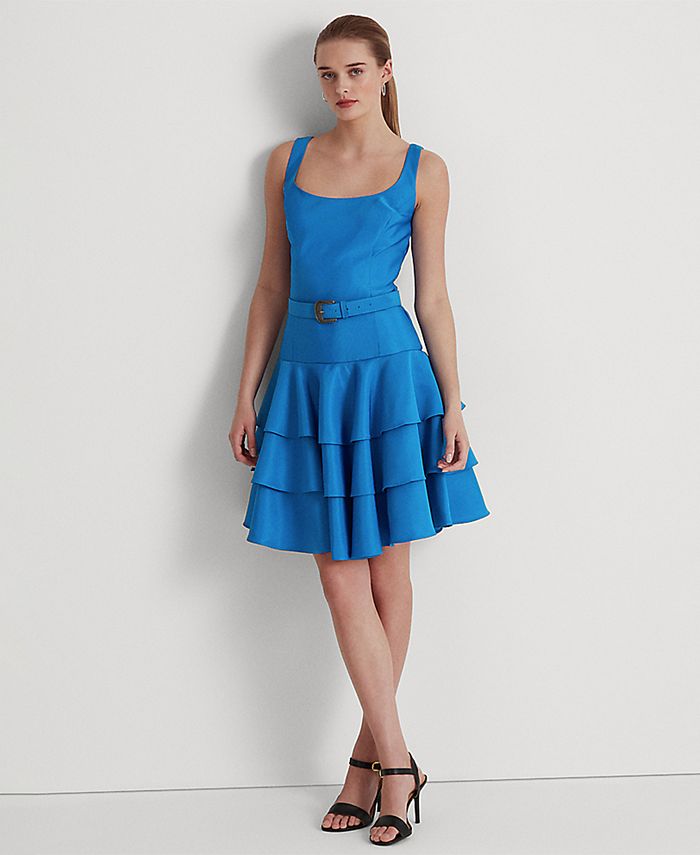 Lauren Ralph Lauren Belted Faille Cocktail Dress & Reviews - Dresses -  Women - Macy's