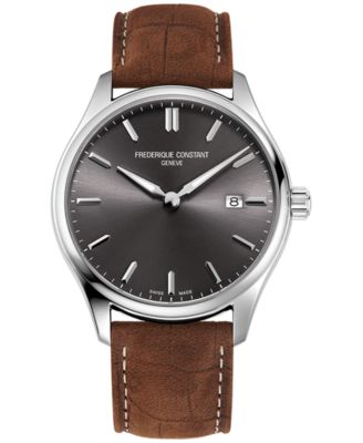 Men's Swiss Classics Brown Leather Strap Watch 40mm
