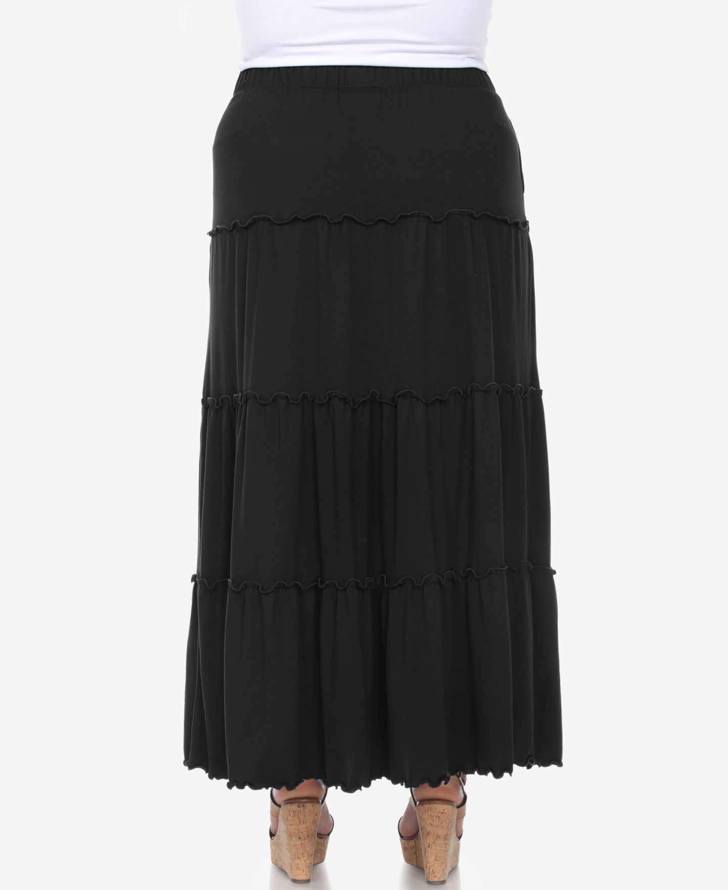 Женская юбка White Mark Plus Size Tiered Maxi, цвет: Чёрный — фото 2