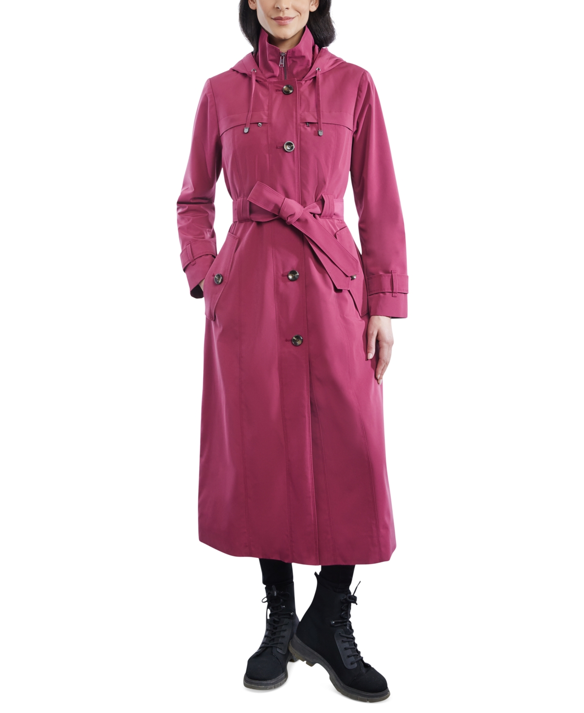 London Fog Women's Hooded Maxi Trench Coat | Smart Closet