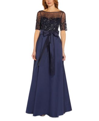 Adrianna Papell Women's Embellished Elbow-Sleeve Gown - Macy's