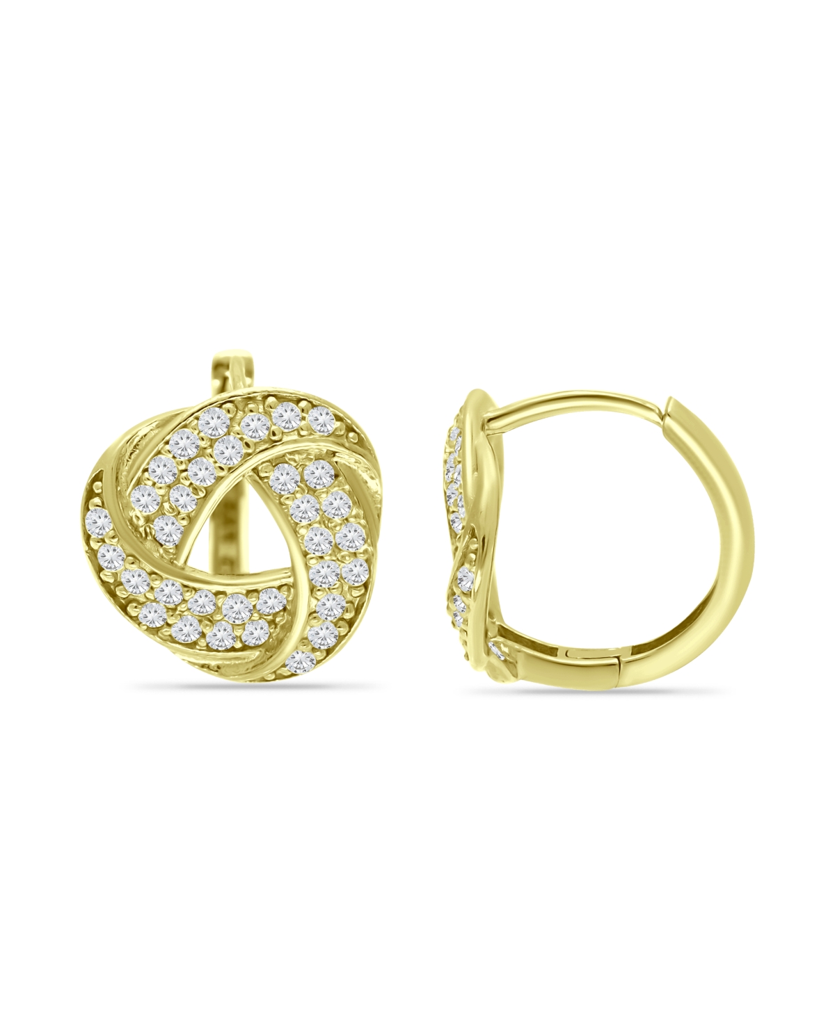 Giani Bernini Cubic Zirconia Love Knot Huggie Hoop Earrings, Sterling Silver or 18K- Gold Over Silver