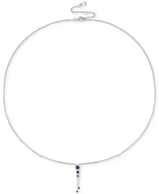 Sapphire (3/4 ct. t.w.) & Diamond (1/6 ct. t.w.) Triple Halo Lariat Necklace in Gold-Plated Silver, 16" + 2" extender (Also in Ruby & Emerald)