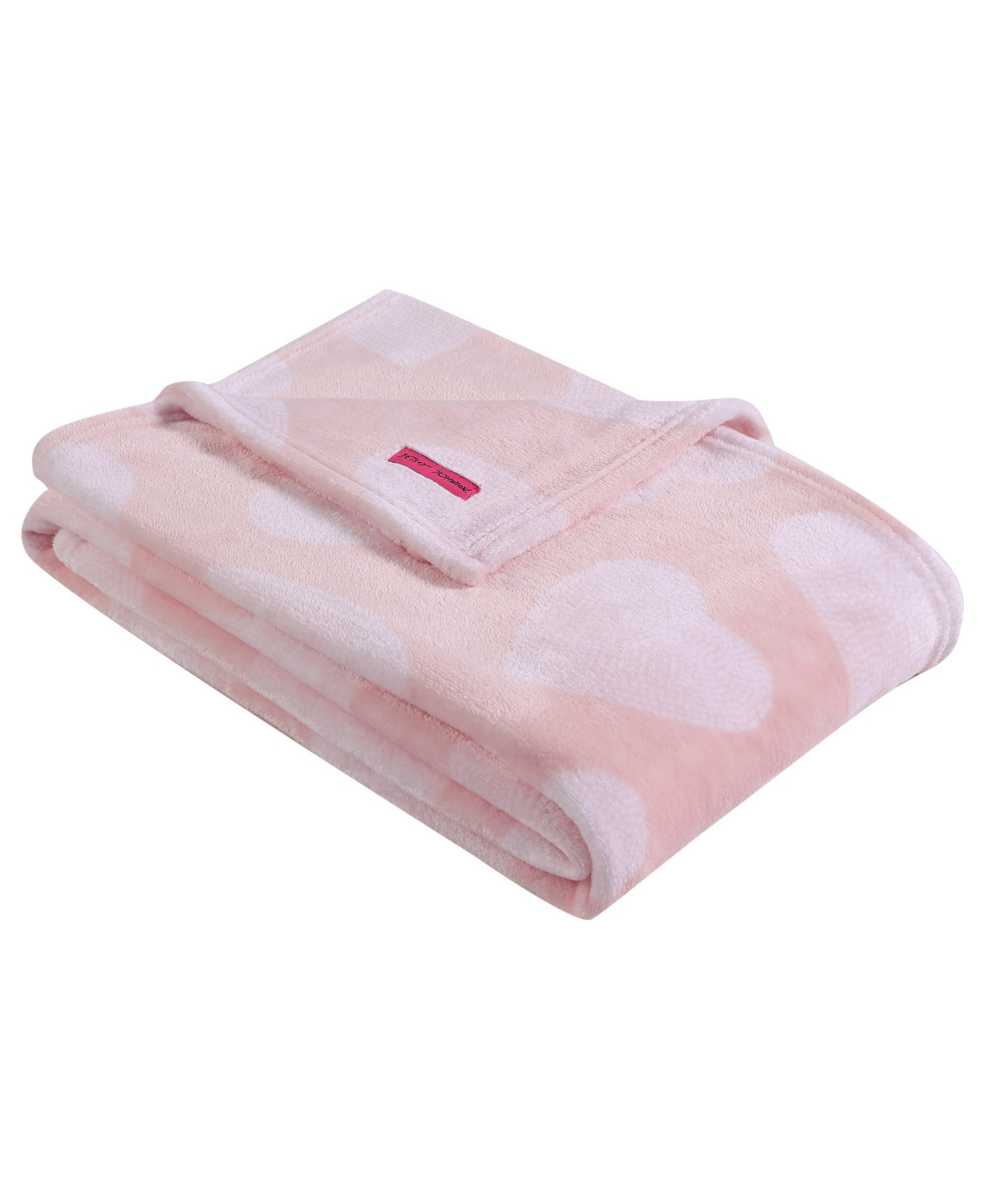 Betsey Johnson Dotted Heart Ultra Soft Plush Fleece Blanket, Full/queen In Rose Water