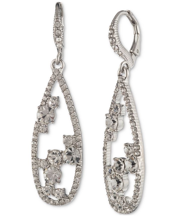 Givenchy Silver-Tone Crystal Pear-Shape Open Drop Earrings & Reviews -  Earrings - Jewelry & Watches - Macy's