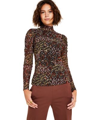 Bar III Women's Mock-Neck Blouse, Created for Macy's & Reviews - Tops ...