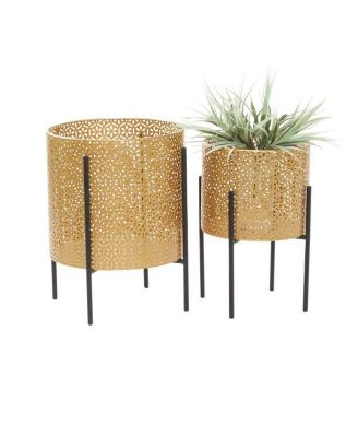 by Cosmopolitan Metal Planters with Stand, Set of 2