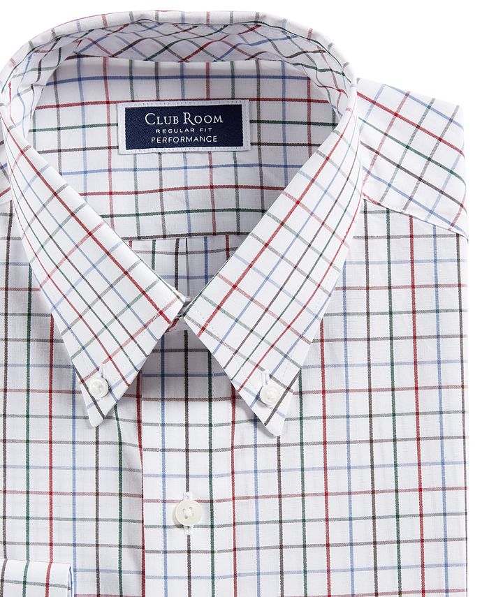 Club Room Men's Regular Fit Cotton Tattersall Dress Shirt, Created for