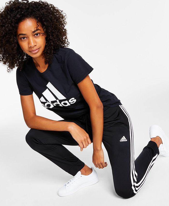 adidas Women's Essentials Warm-Up Slim Tapered 3-Stripes Track Pants ...