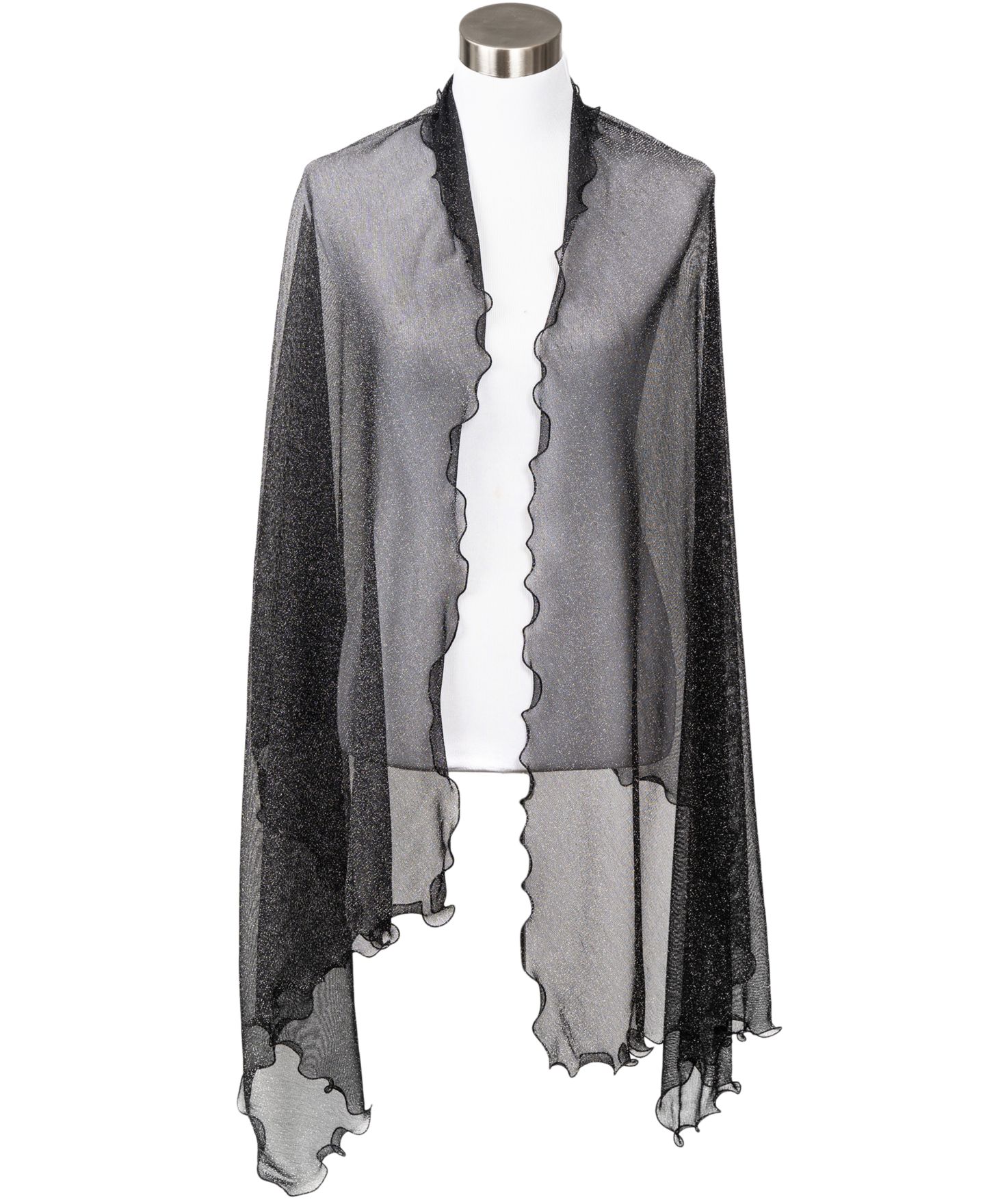 Женские аксессуары I.N.C. International Concepts Ruffle-Edge Metallic Evening Wrap, цвет: Чёрный — фото 2