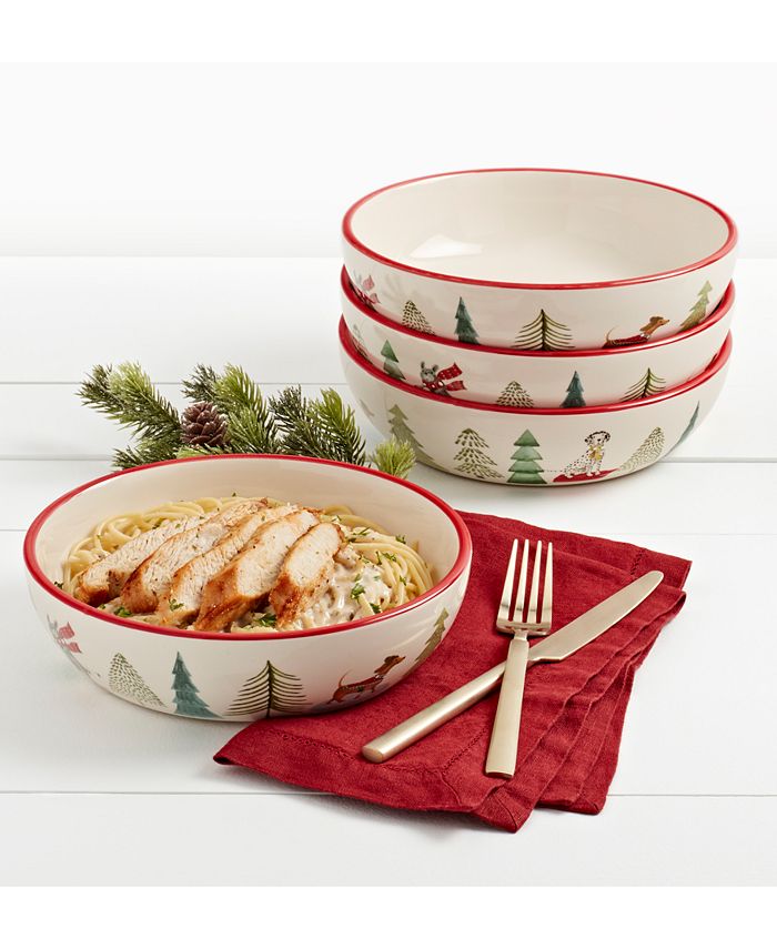 Tabletops Unlimited Furry Christmas Dog Dinner Bowls, Set of 4 Macy's