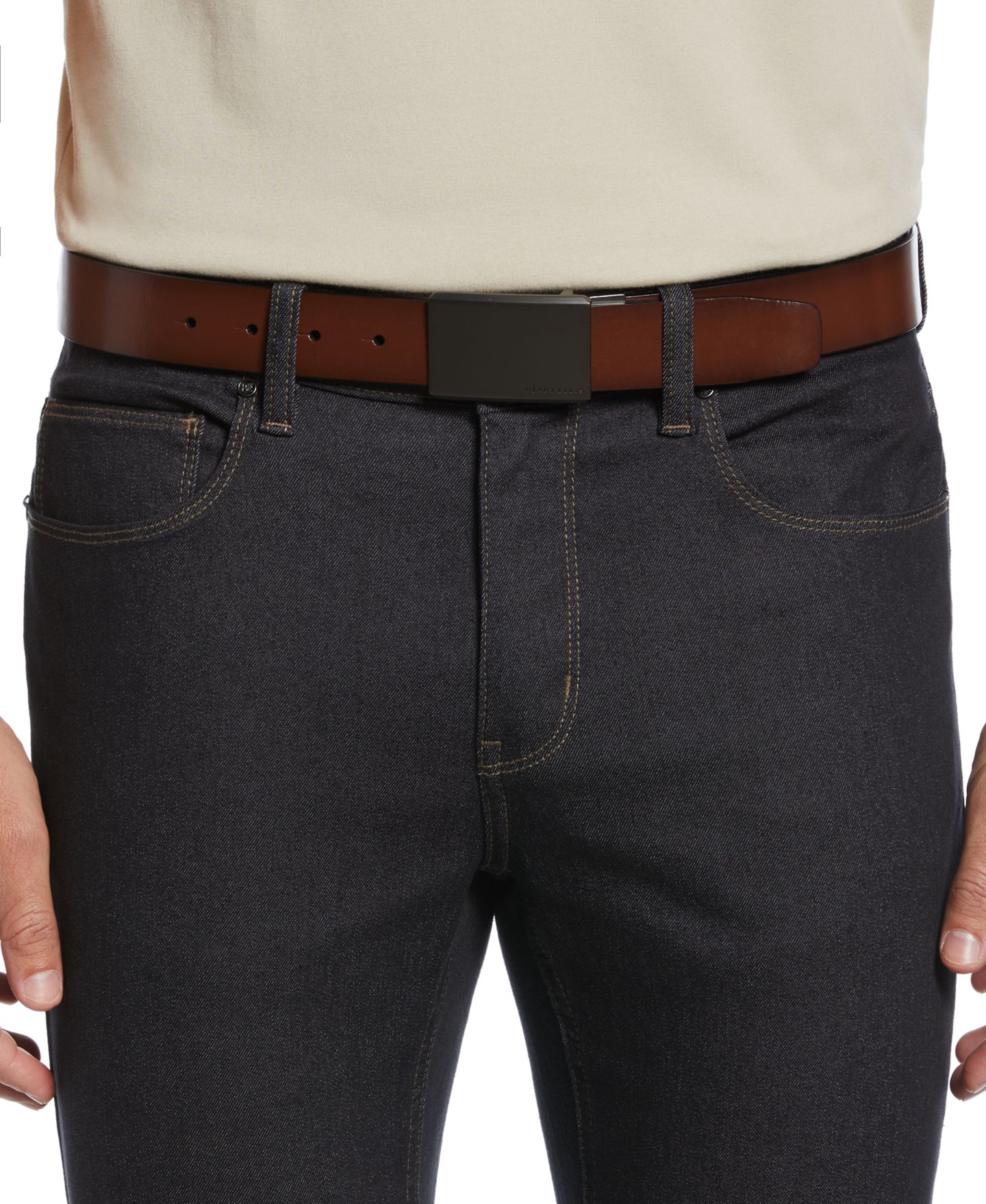 Мужской ремень Perry Ellis Portfolio Plaque Reversible Belt — фото 3
