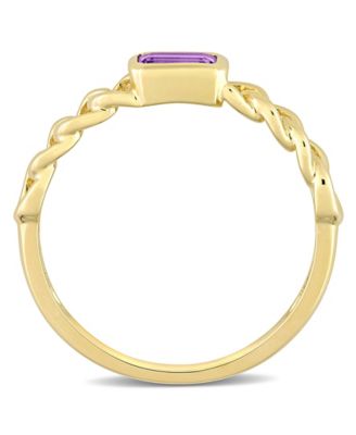10K Yellow Gold or 10K Rose Gold Amethyst Link Ring