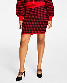 Women's Checkered Sweater Skirt, Created for Macy's