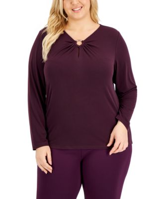 Calvin Klein - Plus Size O-Ring-Neck Top