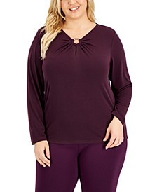 Plus Size O-Ring-Neck Top