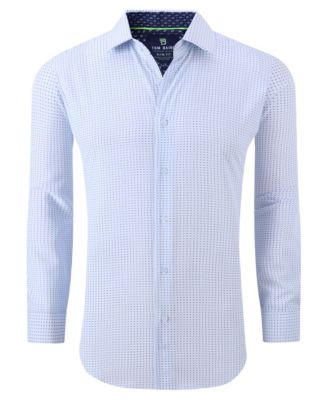 Men's Slim Fit Performance Long Sleeve Geometric Dress Shirt