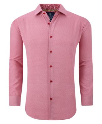 Men's Slim Fit Performance Long Sleeve Geometric Dress Shirt