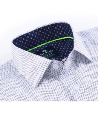 Men's Slim Fit Performance Long Sleeve Geometric Dress Shirt