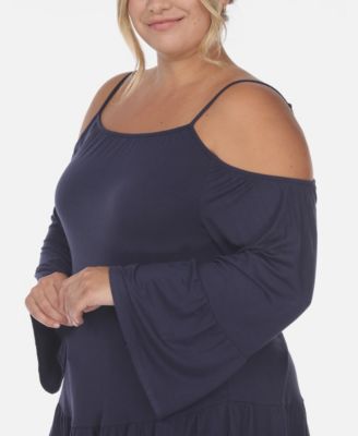 Plus Size Cold Shoulder Ruffle Sleeve Top