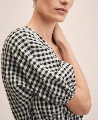 MANGO Women's Gingham Check Cottoned Dress - Macy's
