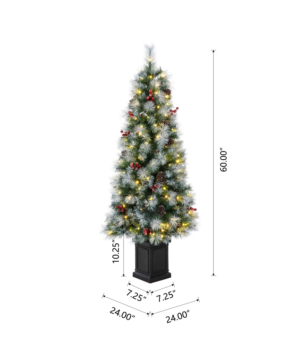 Glitzhome Pre-Lit Pine Artificial Christmas Porch Tree with 150 Warm White Lights