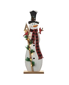 36" Lighted Wooden Snowman Porch Decor