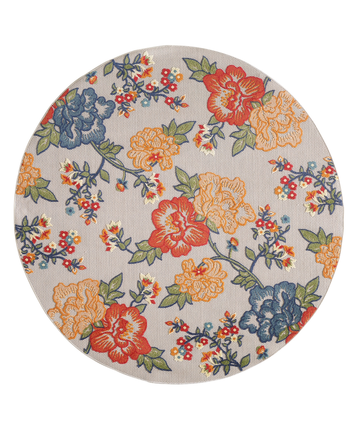 Kas Calla 6937 7'10" X 7'10" Round Outdoor Area Rug In Ivory