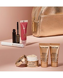 Choose a 7-piece gift (value up to $128!), including an exclusive gold metallic bag, with any $39.50 Lancôme purchase.