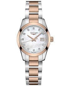 Women's Swiss Diamond 1/20 ct. t.w. Two-Tone PVD Stainless Steel Bracelet Watch 29mm