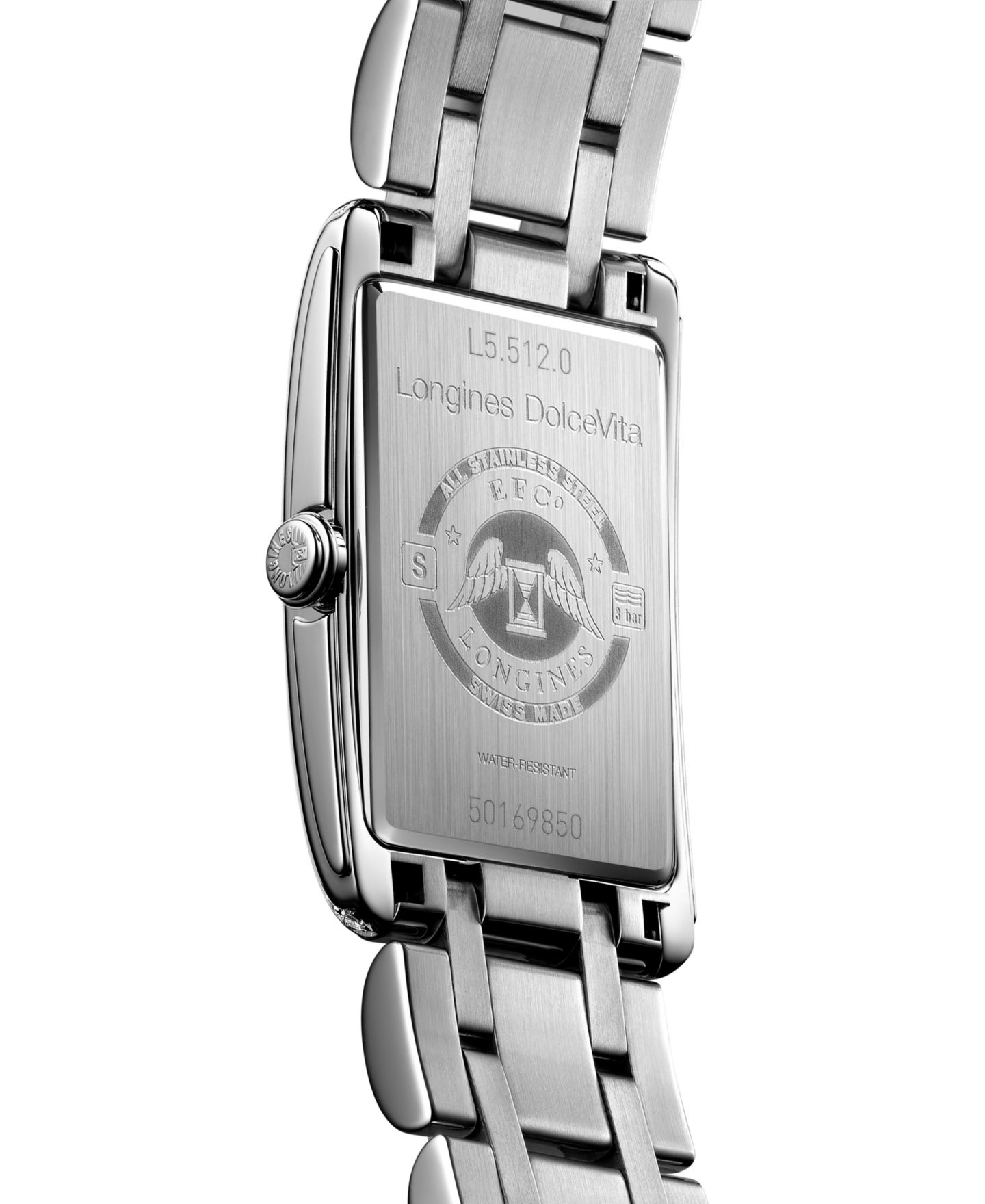 Женские часы Longines Swiss Quartz DolceVita Diamond (1/2 ct. t.w.) Stainless Steel Bracelet Watch 23x37mm — фото 2