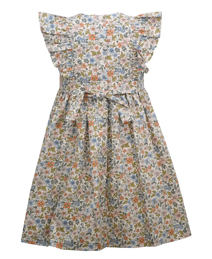 Bonnie Jean Toddler Girls Pinafore Ruffle Printed Poplin Empire Dress ...
