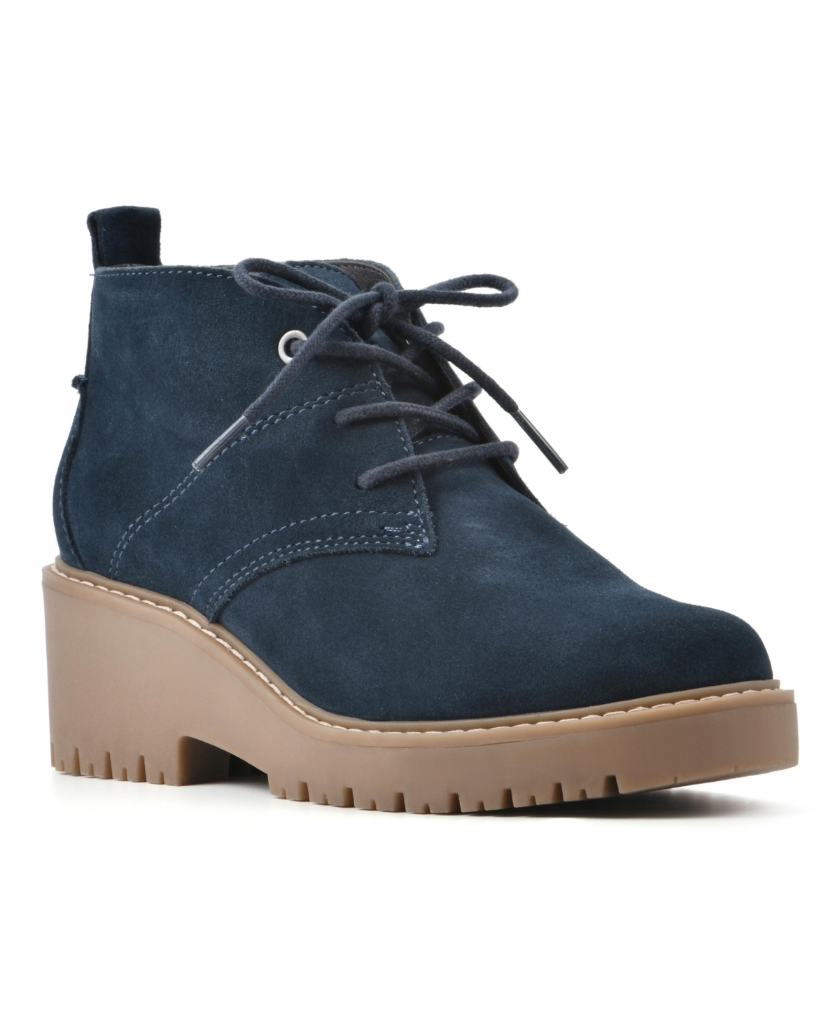 White Mountain Women's Danny Lace Up Booties In Navy Suede