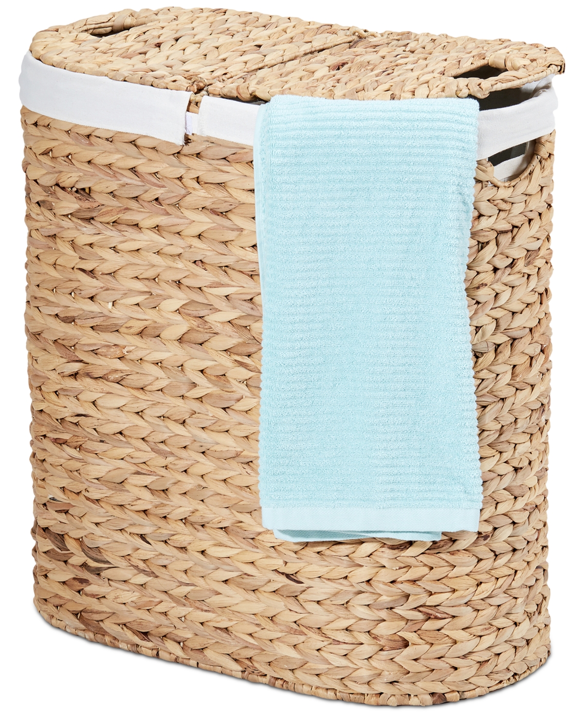 Seville Classics Hand-woven Natural Wicker Lidded Double Laundry Hamper In Natural Wicker