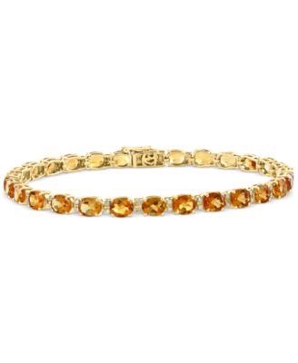 EFFY Collection - Citrine (9-3/4 ct. t.w.) & Diamond (1/6 ct. t.w.) Link Bracelet in 14k Gold