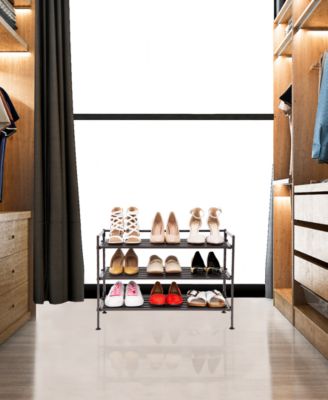 3-Tier Resin Slatted Shoe Rack