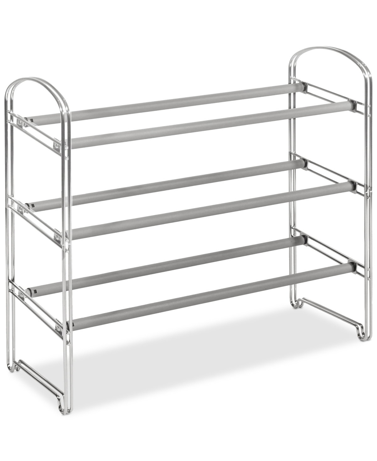 Seville Classics 3-tier Expandable 24-pair Non-slip Metal Frame Shoe Storage Rack Organizer In Chrome,gray