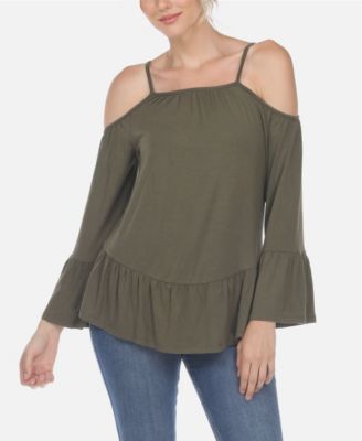 Women's Cold Shoulder Ruffle Sleeve Top