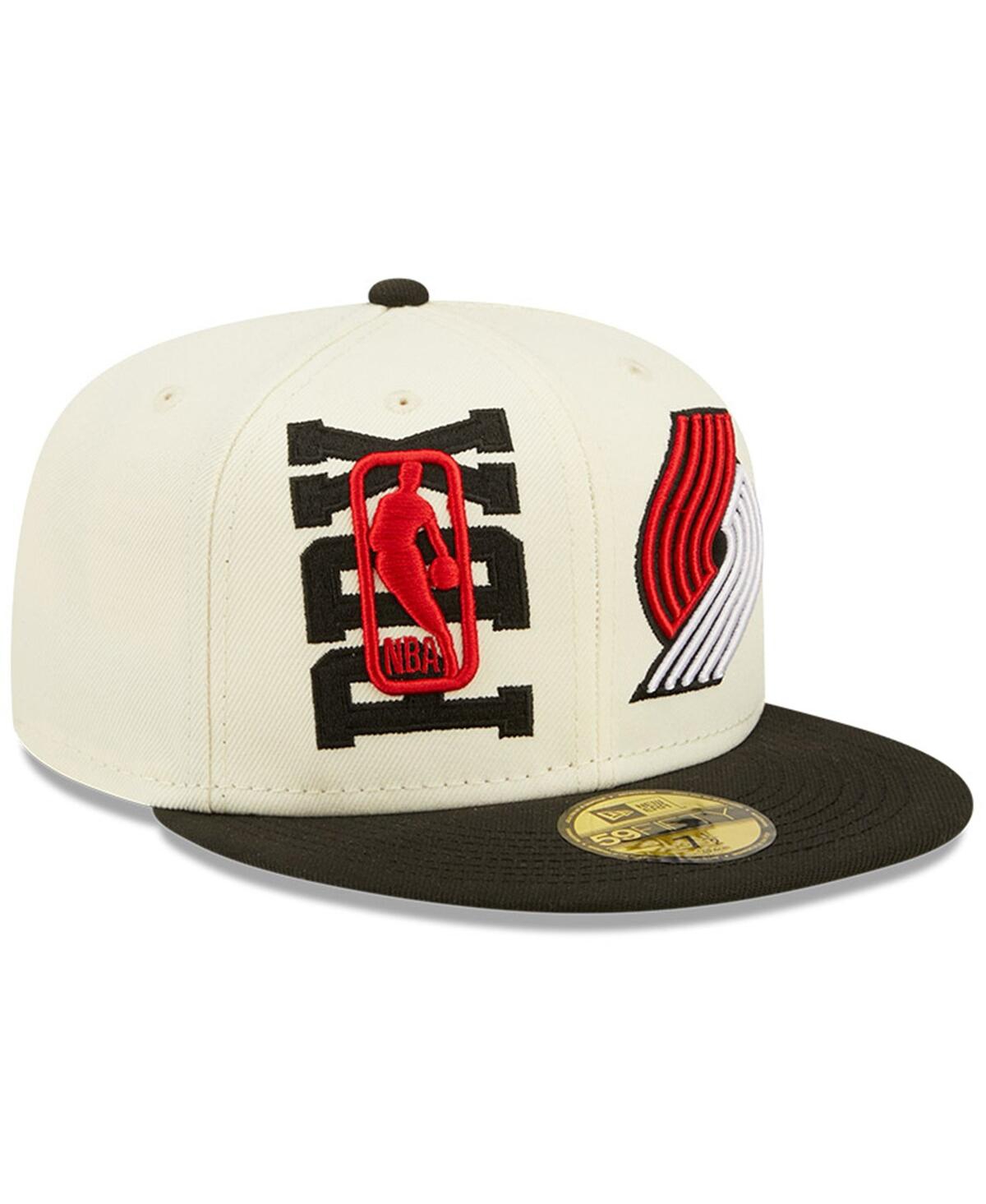 Shop New Era Men's  Cream, Black Portland Trail Blazers 2022 Nba Draft 59fifty Fitted Hat In Cream,black