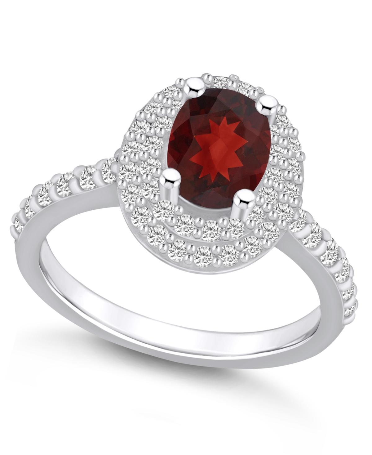 Macy's Garnet And Certified Diamond Halo Ring In Red