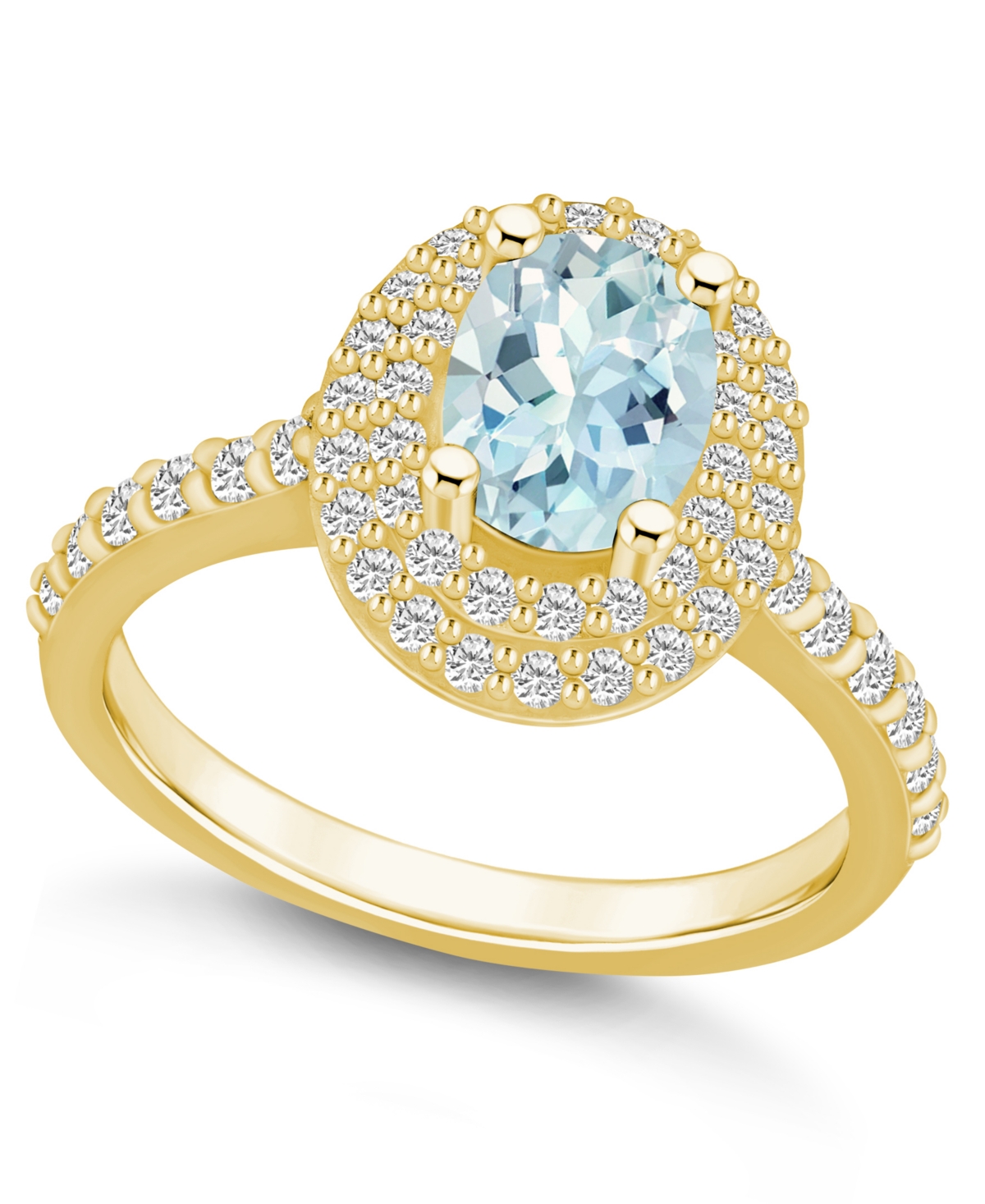 Macy's Aquamarine And Certified Diamond Halo Ring