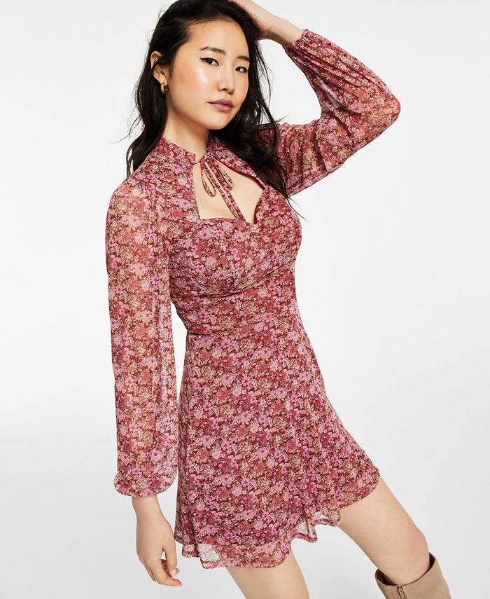 Kit Sky Juniors Printed Mesh Corset Dress Macy s