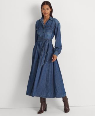 Lauren Ralph Lauren Belted Denim Shirtdress Macy s