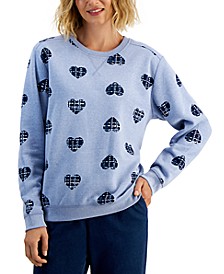 Women's Plaid-Heart Sweatshirt, Created for Macy's