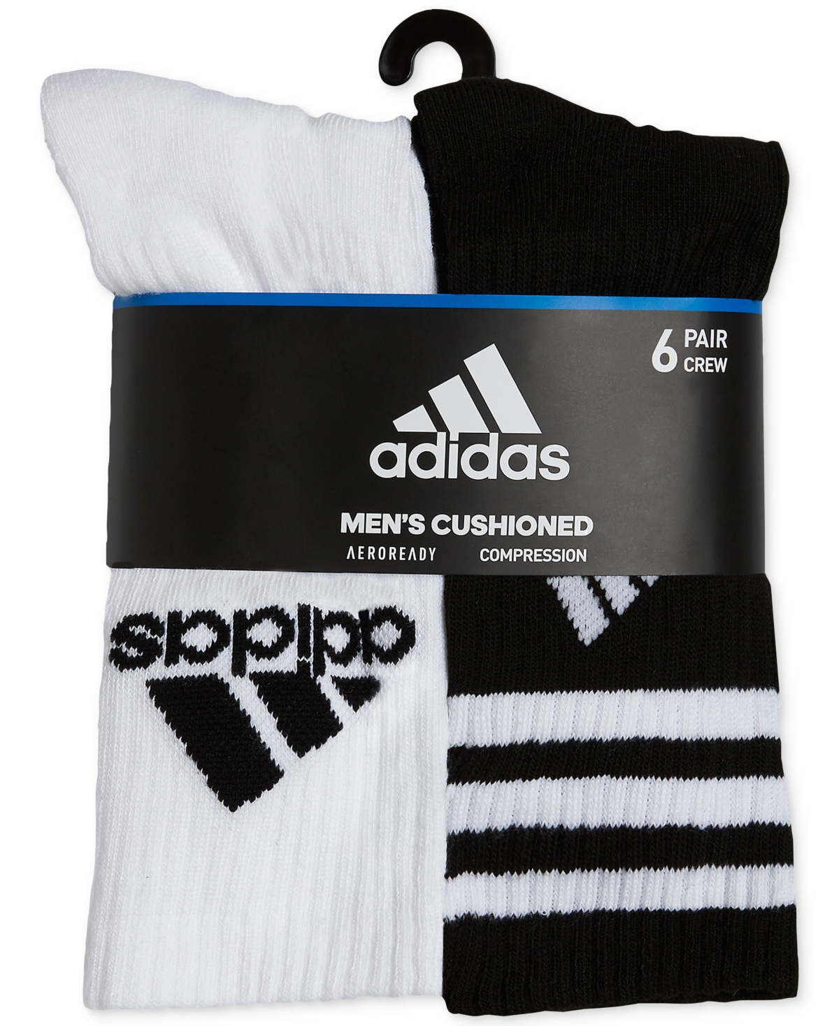 adidas Men's Athletic Cushioned Mixed Crew Socks - 6pk. -black/heather Grey