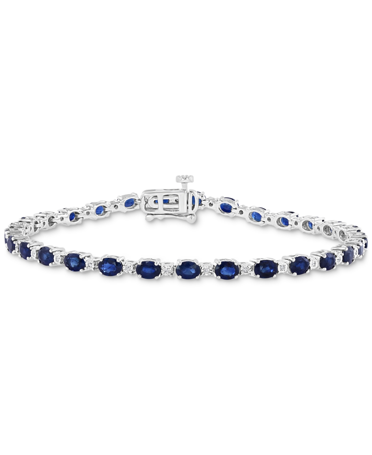 Effy Sapphire (6-7/8 ct. t.w.) & Diamond (1/20 ct. t.w.) Tennis Bracelet in Sterling Silver - Sapphire